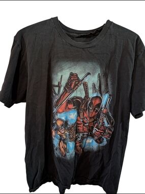 Marvel Black Short-Sleeve Deadpool & Wolverine Graphic Tee